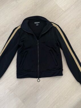 ALL ACCESS Black Bomber Jacket with Gold Shoulder Stripes